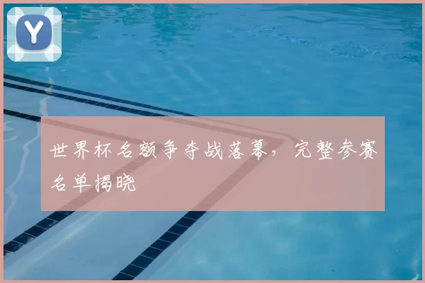 世界杯名额争夺战落幕,完整参赛名单揭晓